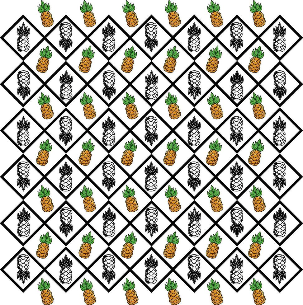 Pineapple vector background. Summer colorful tropical textile print