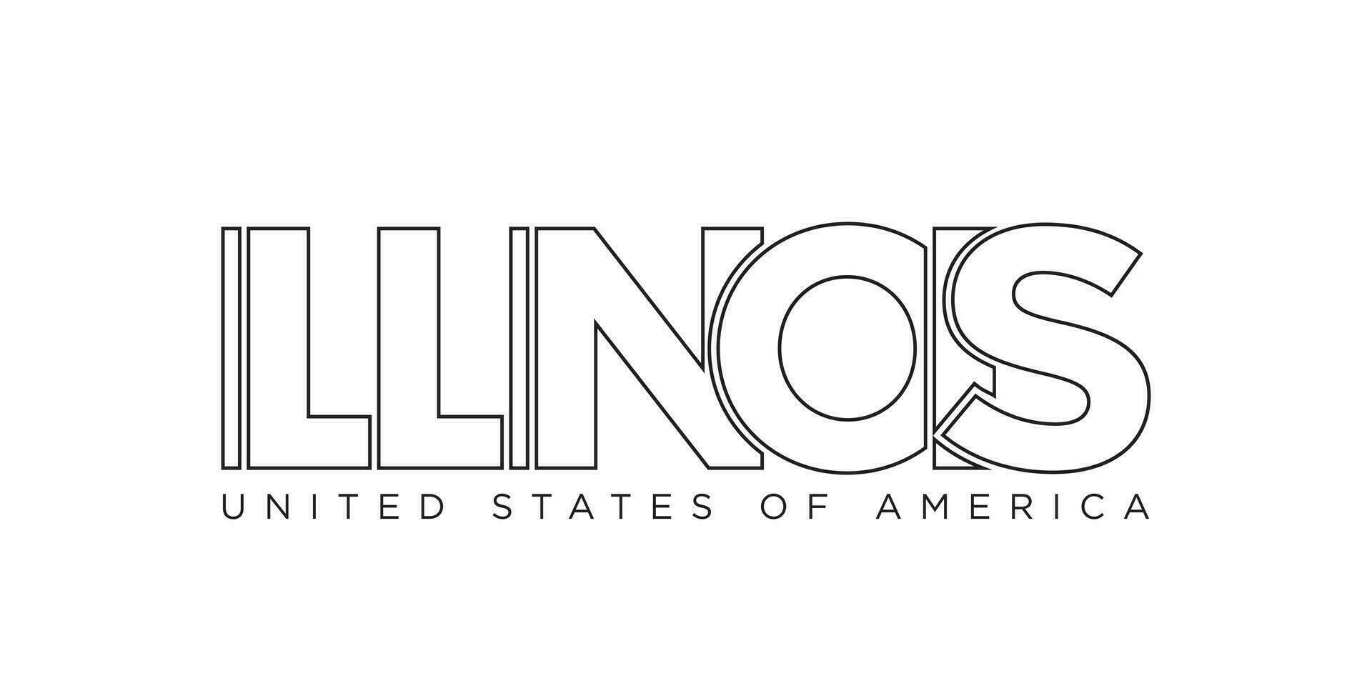 Illinois, USA typography slogan design. America logo with graphic city lettering for print and web. vector