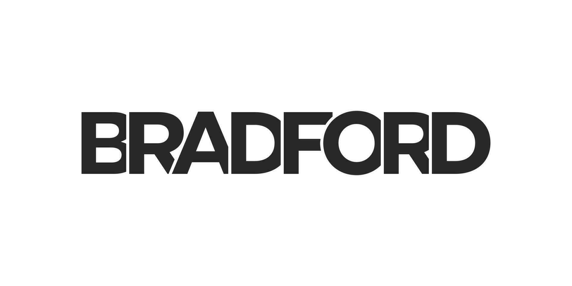 Bradford ciudad en el unido Reino ese ofertas un único mezcla de urbano y histórico puntos de referencia el diseño caracteristicas un geométrico estilo ilustración con negrita tipografía en un moderno vector