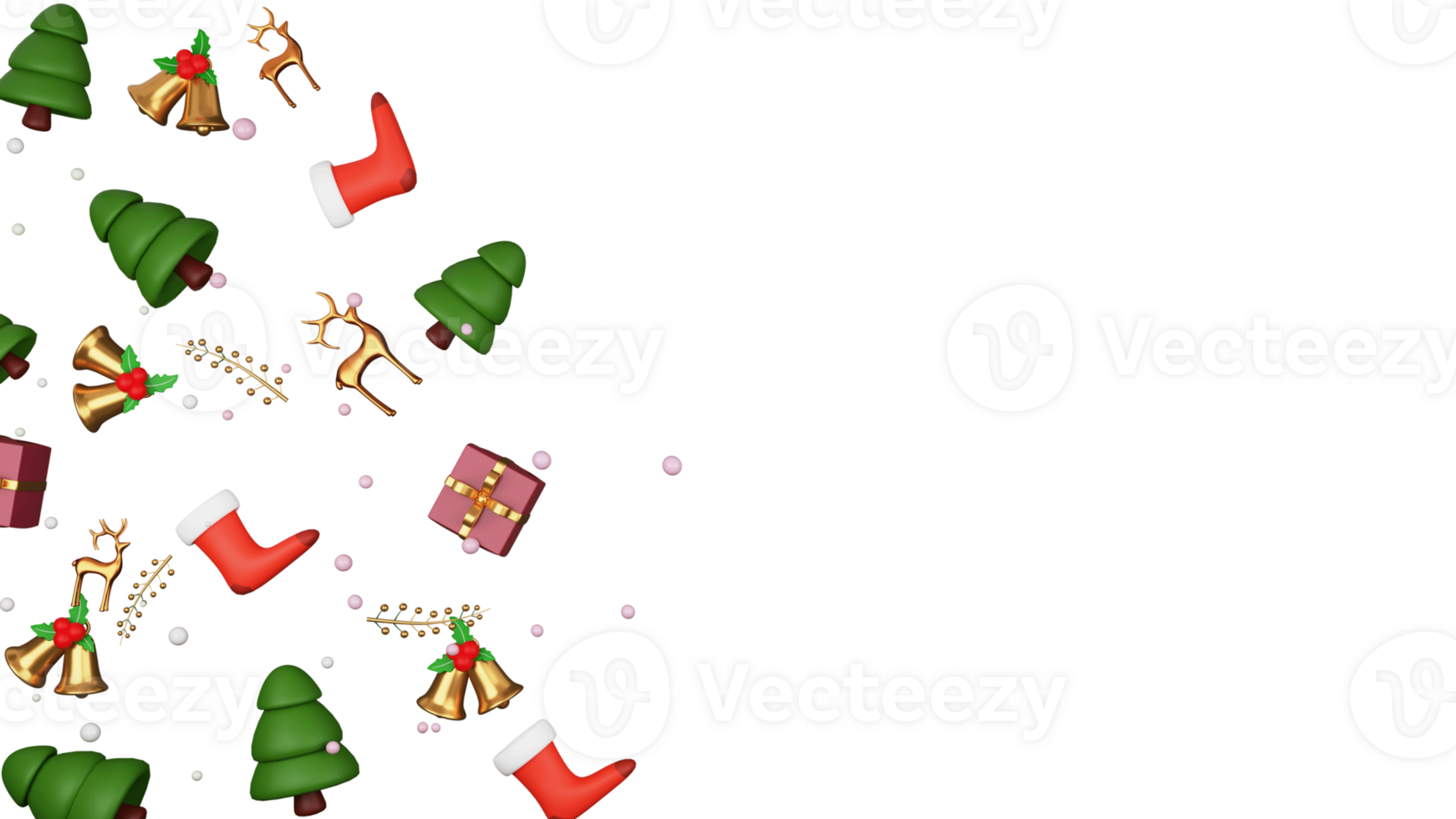 3D Top View Of Christmas Festival Elements png