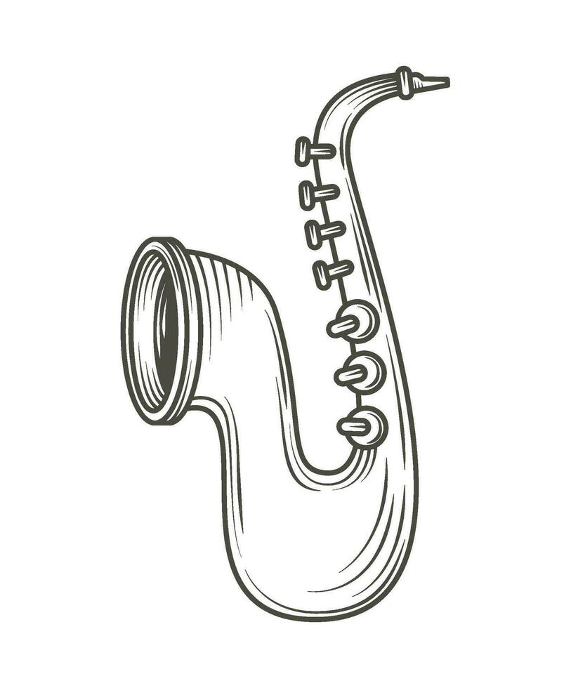 saxofón musical instrumento icono aislado vector