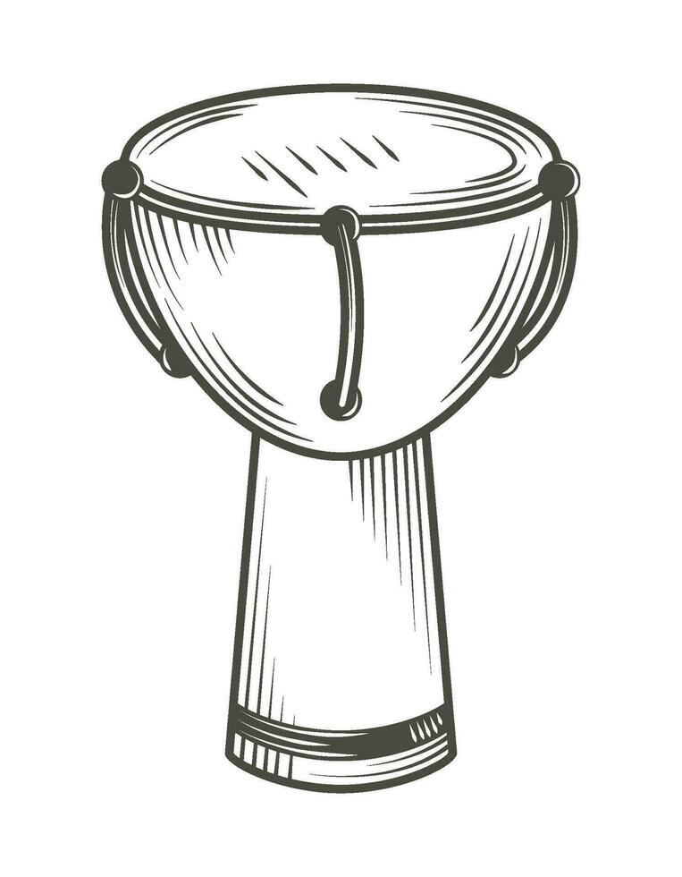 djembe tambor musical instrumento icono aislado vector