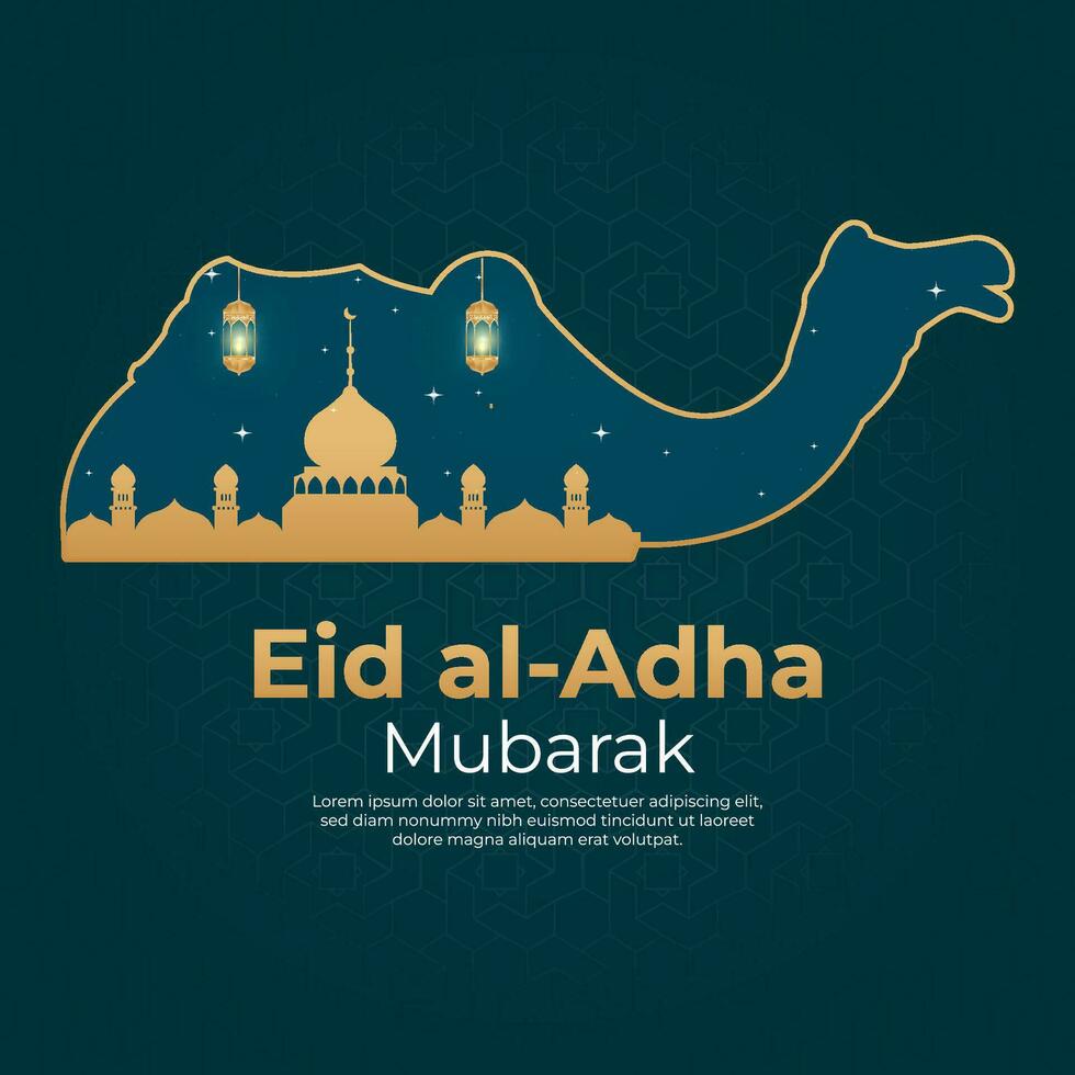 Eid al adha mubarak illustration template. Realistic islamic mubarak festival celebration vector illustration