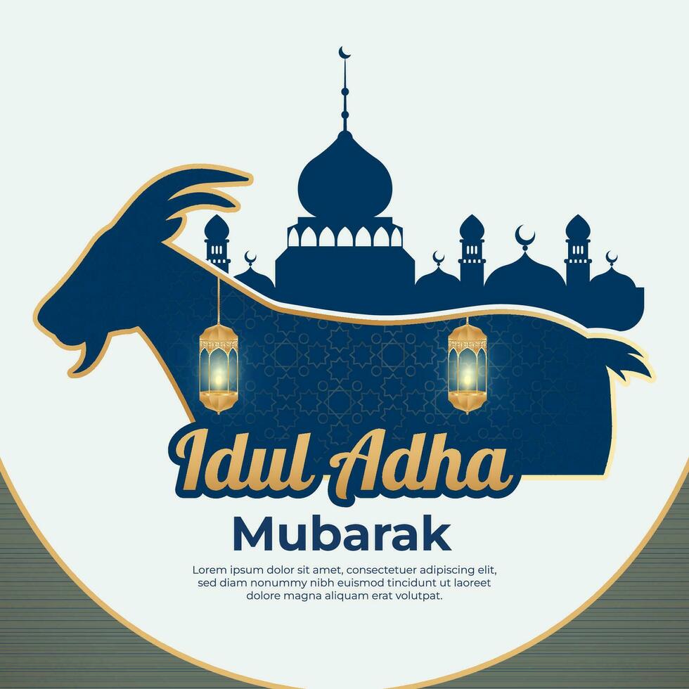 Idul adha mubarak vector illustration islamic greeting template