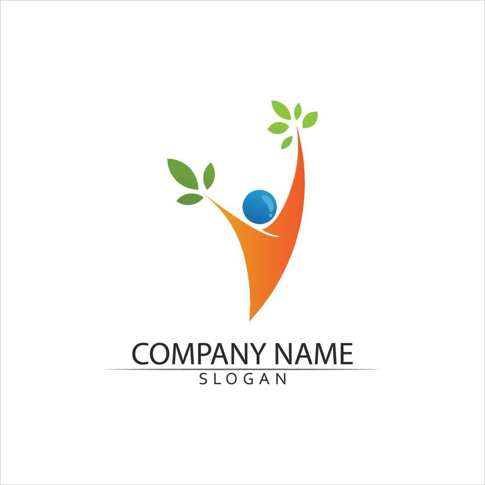 Tree leaf vector and green logo design friendly concept