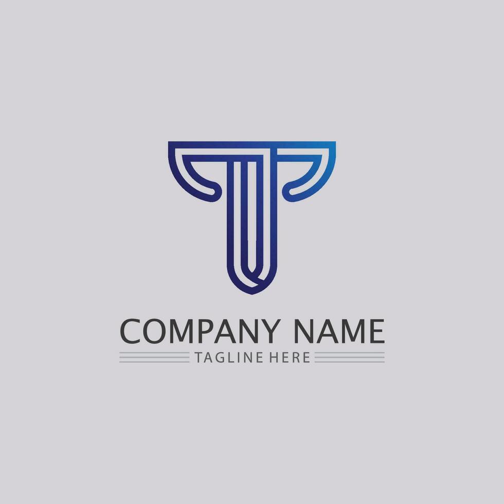 T letter, T logo vector font alphabet design and icon T