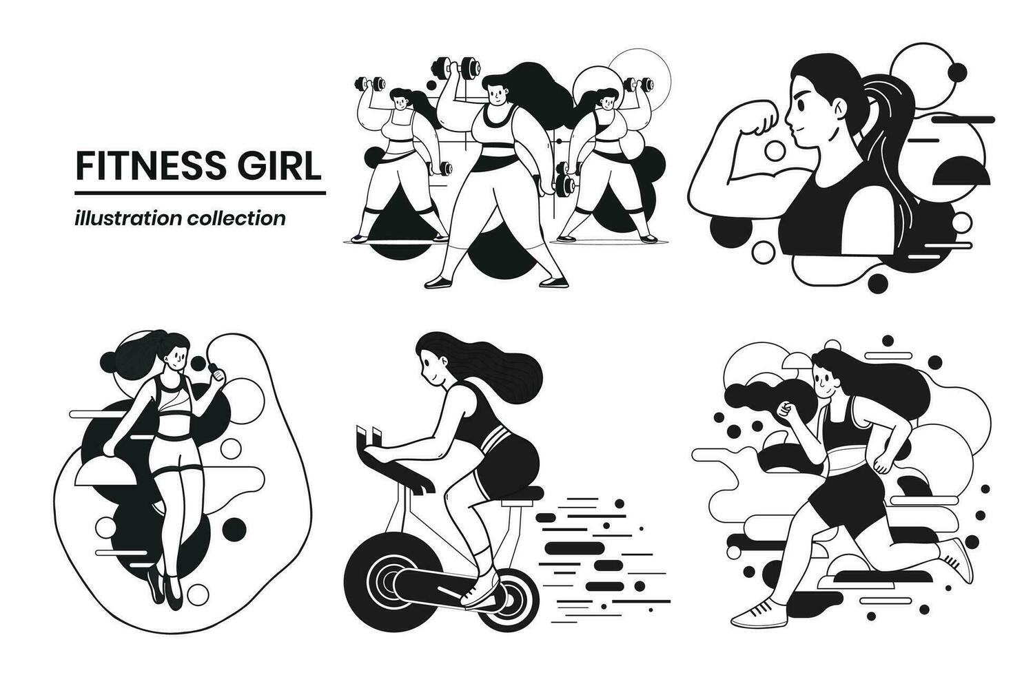 Hand Drawn Fitness girl in the gym in flat style illustration for business ideas vector