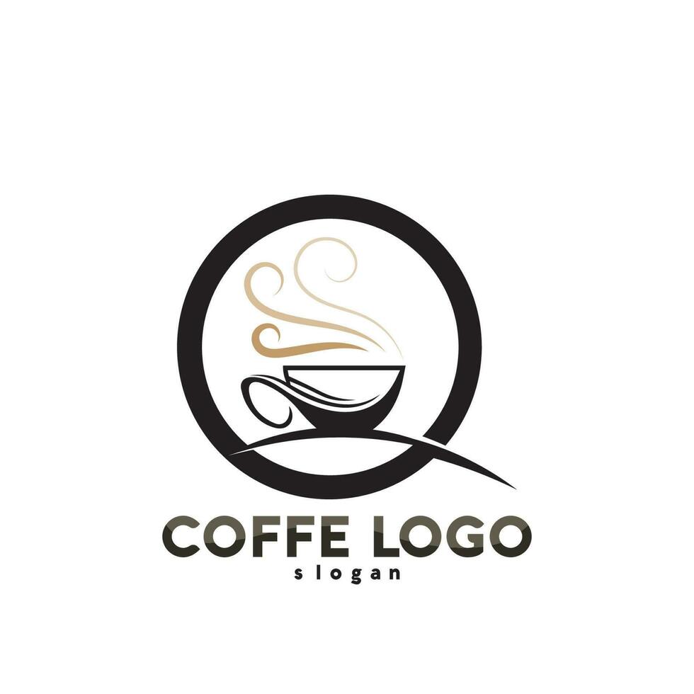 diseño de icono de vector de plantilla de logotipo de taza de café y café negro