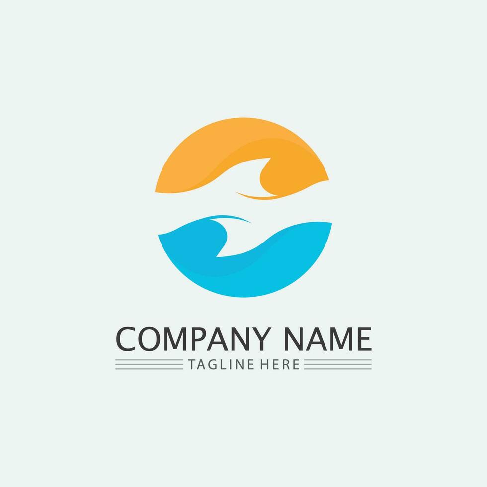 wave icon and water drop vector illustration design logo business