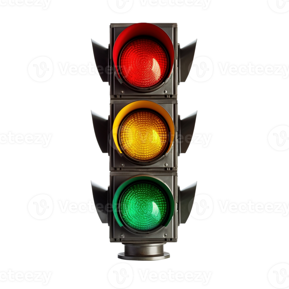 Front view at traffic lights isolated on transparent background, created with png