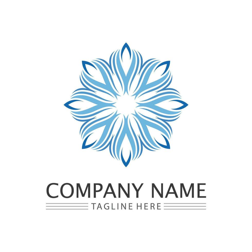 wave and water Isolated round shape logo Blue color logotype Flowing water image. Sea, ocean, river surface vector