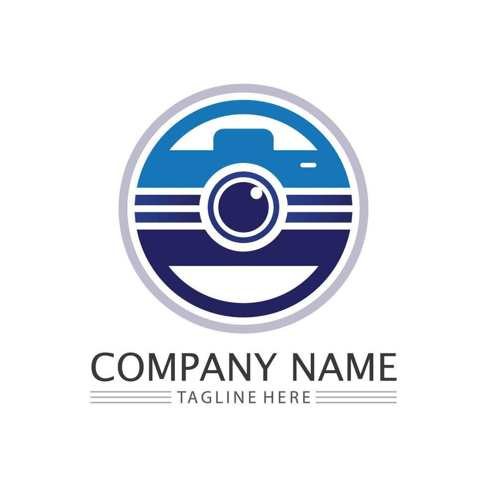 photography camera logo icon vector design template isolated on black background