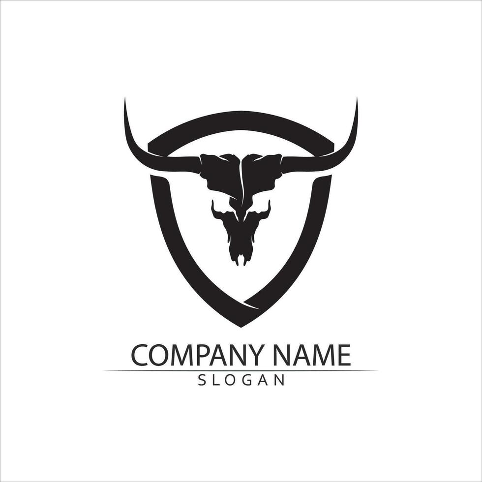 Bull horn and buffalo logo and symbols template icons app vector