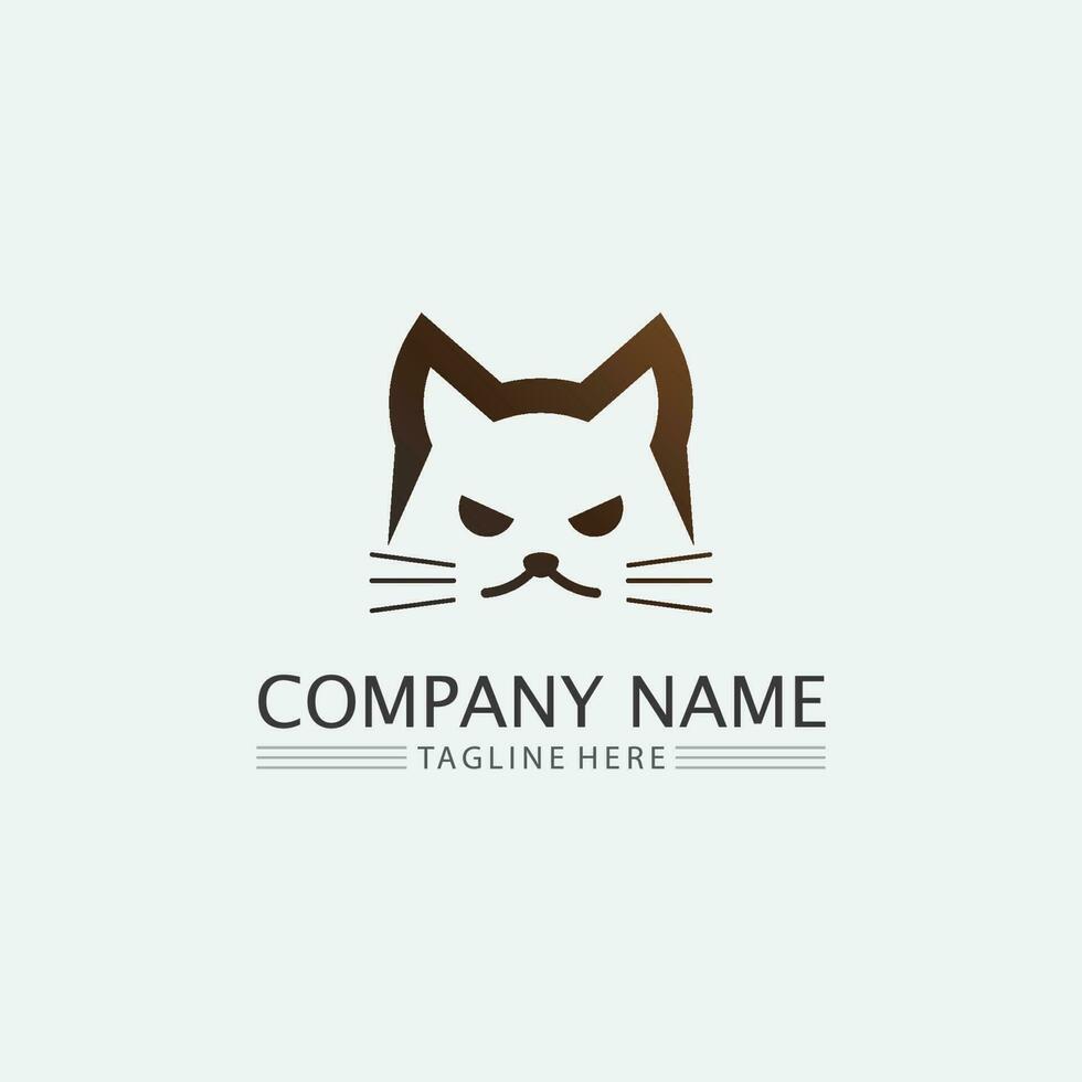 logotipo de gato y vector animal icono huella gatito calico logo perro símbolo dibujos animados carácter signo ilustración garabato diseño