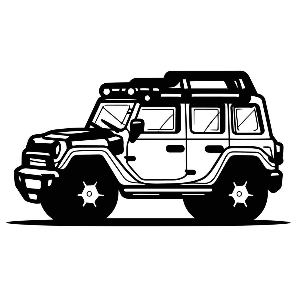 SUV car in flat line art style vector
