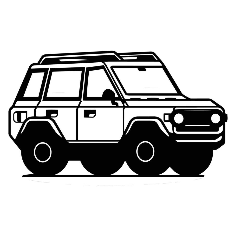 SUV car in flat line art style vector
