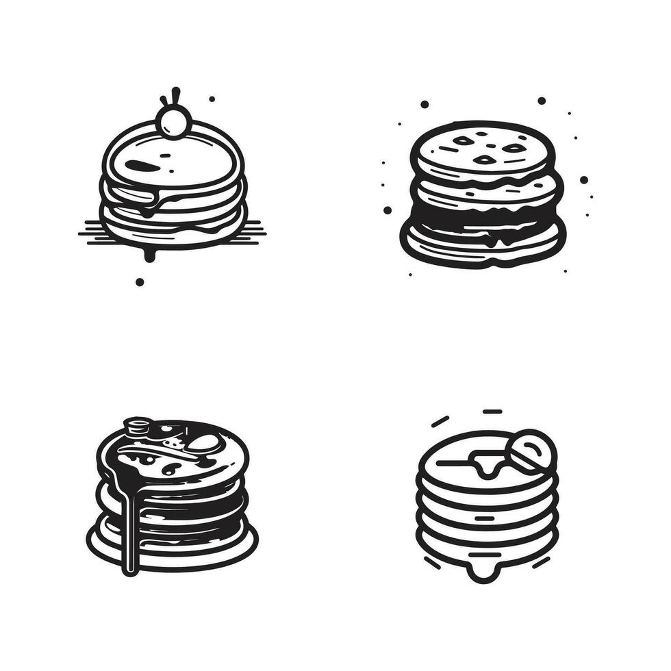 Hand Drawn vintage pancake in flat line art style vector