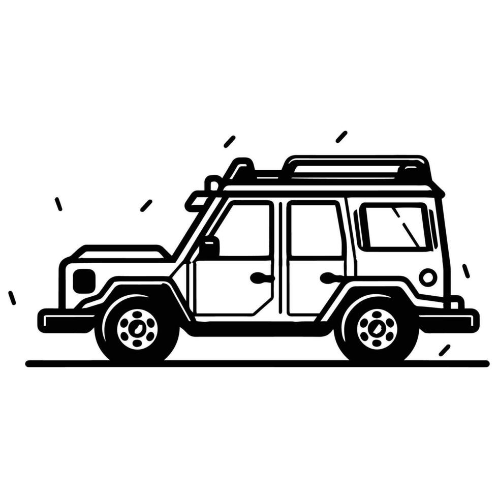 SUV car in flat line art style vector