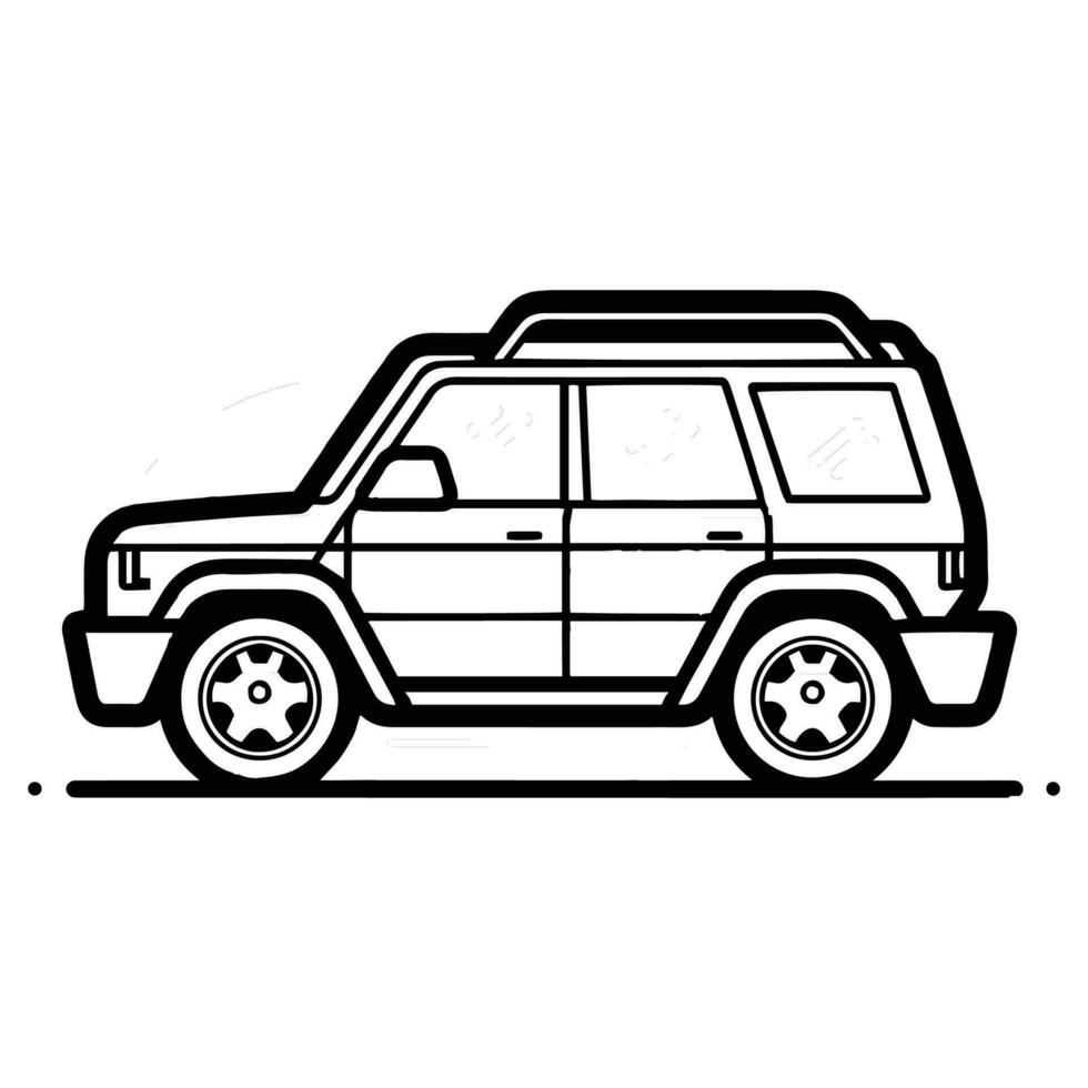 SUV car in flat line art style vector