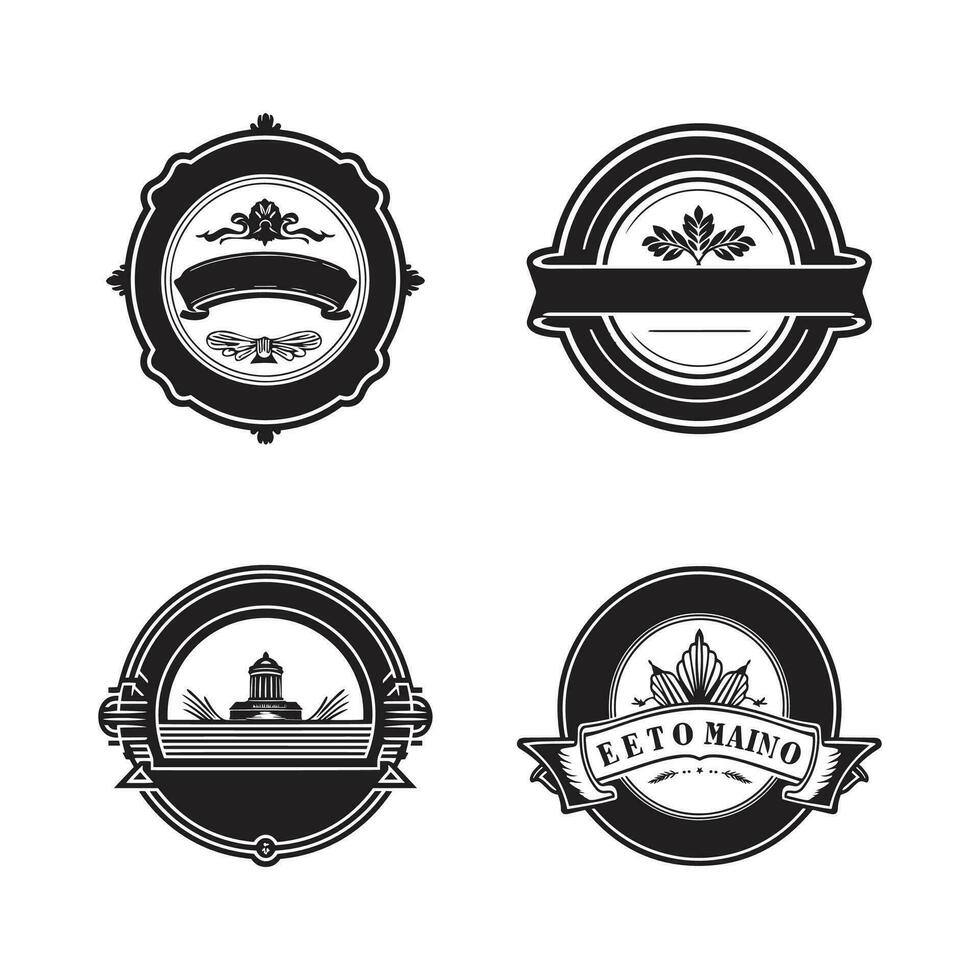 Hand Drawn vintage logo in flat line art style vector