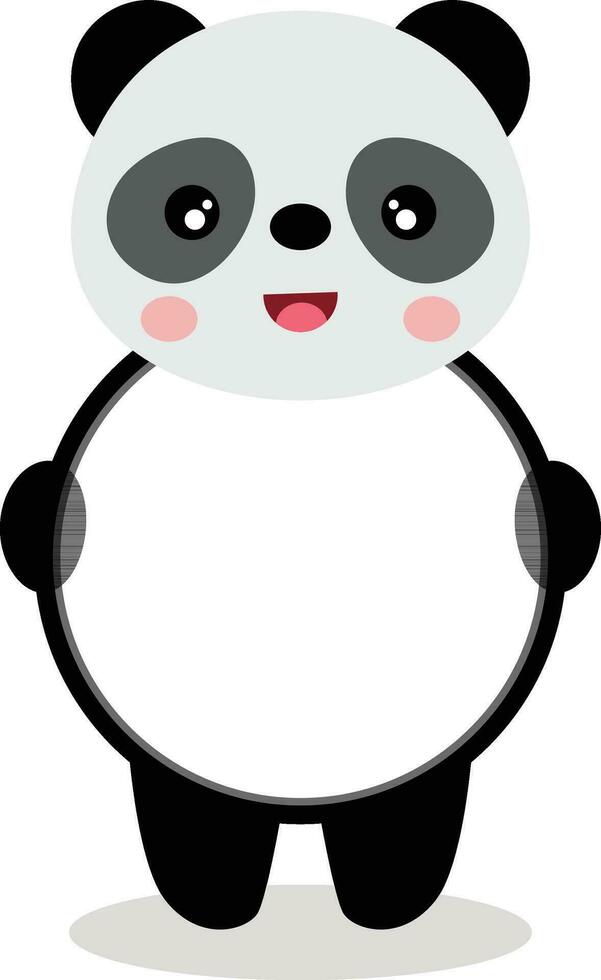 linda panda con circulo blanco firmar vector