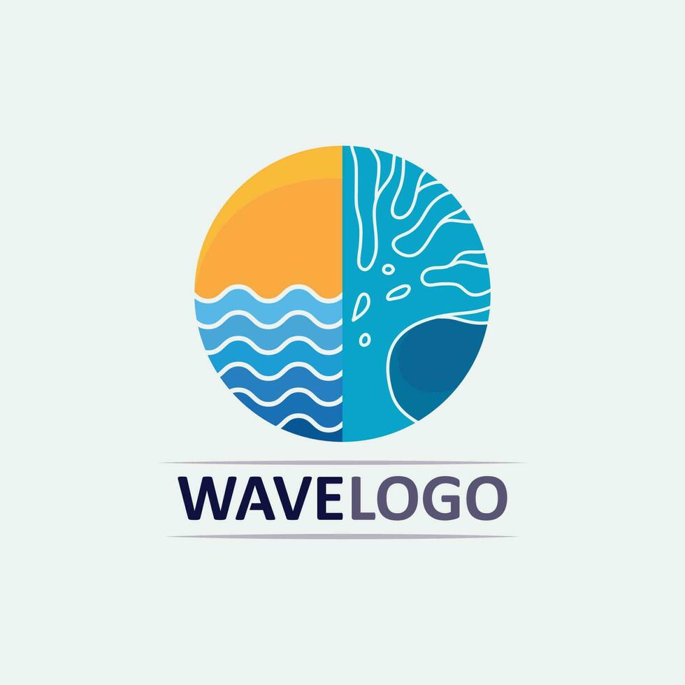 wave icon and water drop vector illustration design logo business