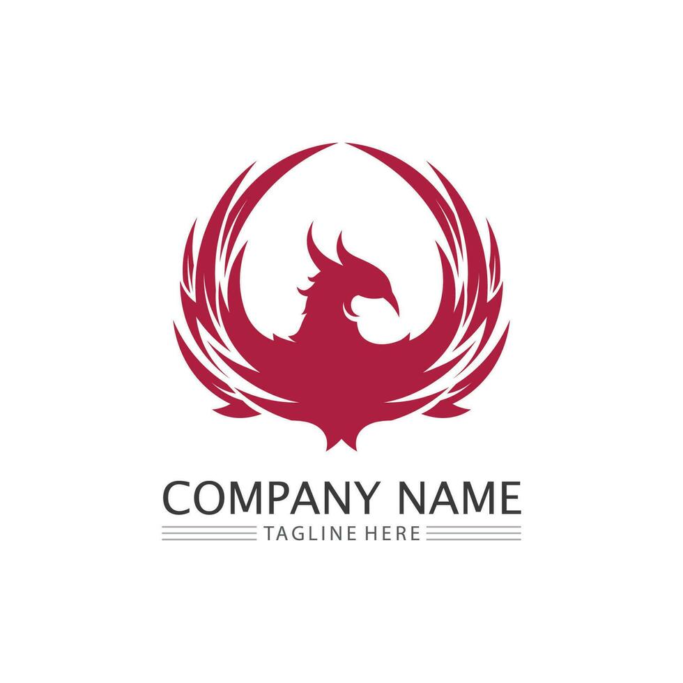 phoenix bird symbol and logo design vector illustration