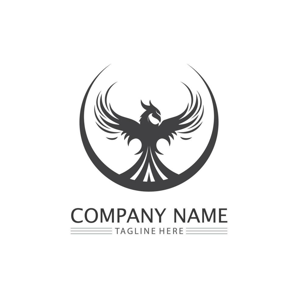 phoenix bird symbol and logo design vector illustration
