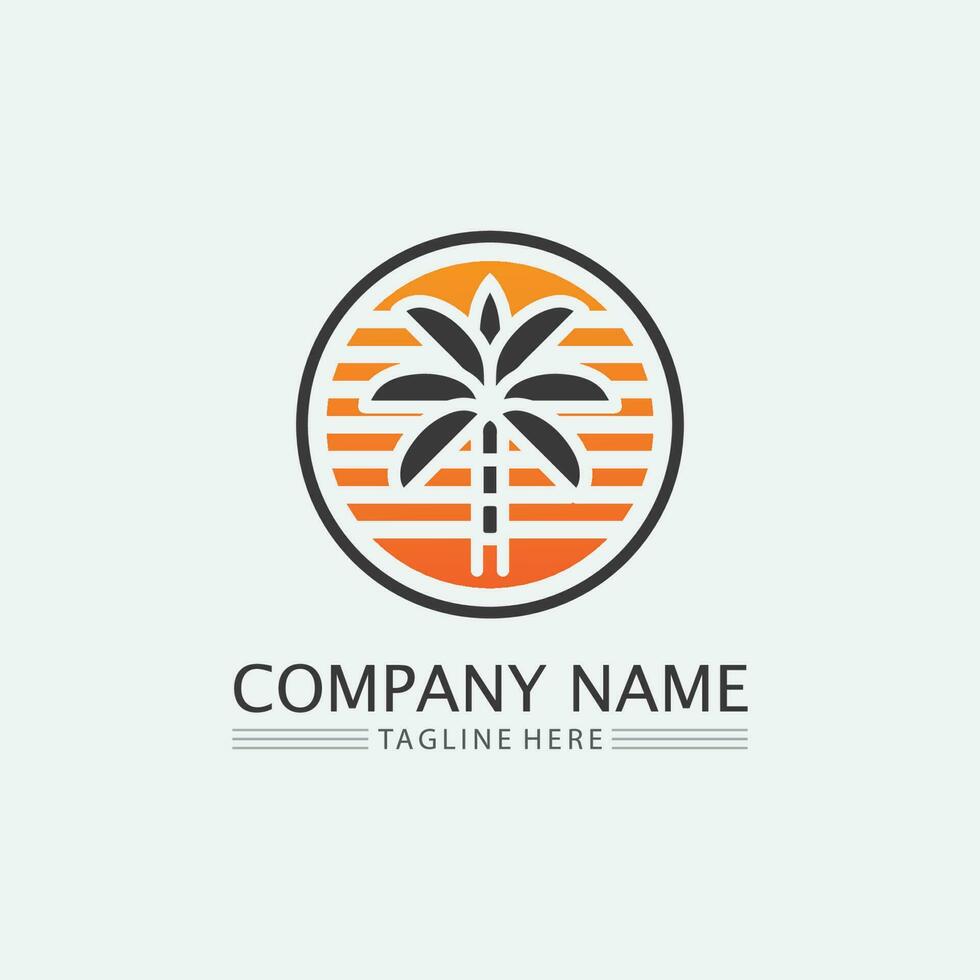 Palm tree summer logo template vector