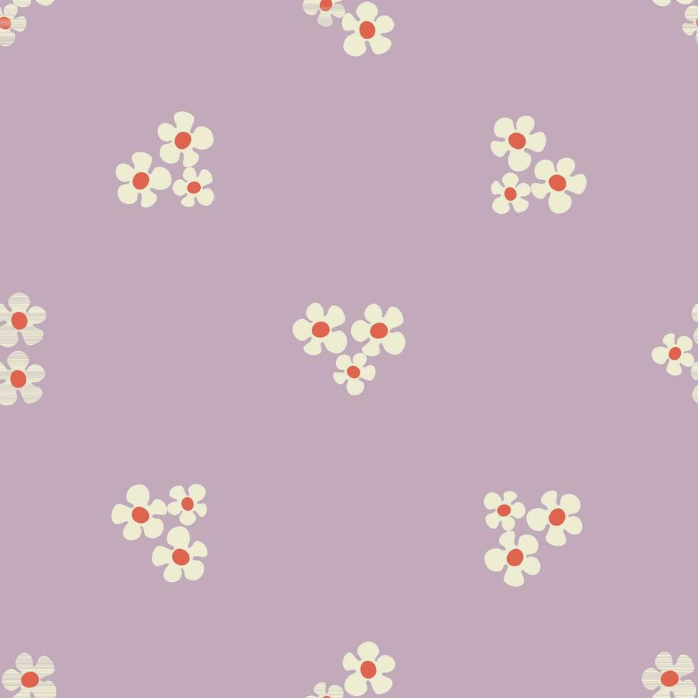 Seamless pattern with flowers in Groovy style on blue violet vector