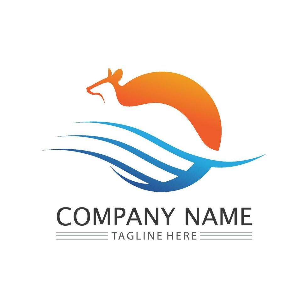 kangaroo animal logo and design vector illustrtion