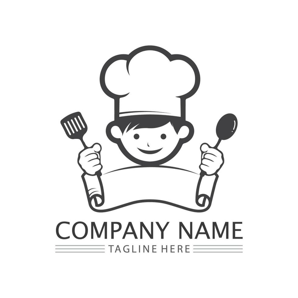 Hat chef logo template vector