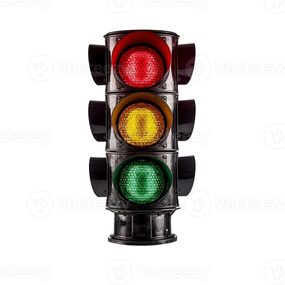 Front view at traffic lights isolated on transparent background, created with png