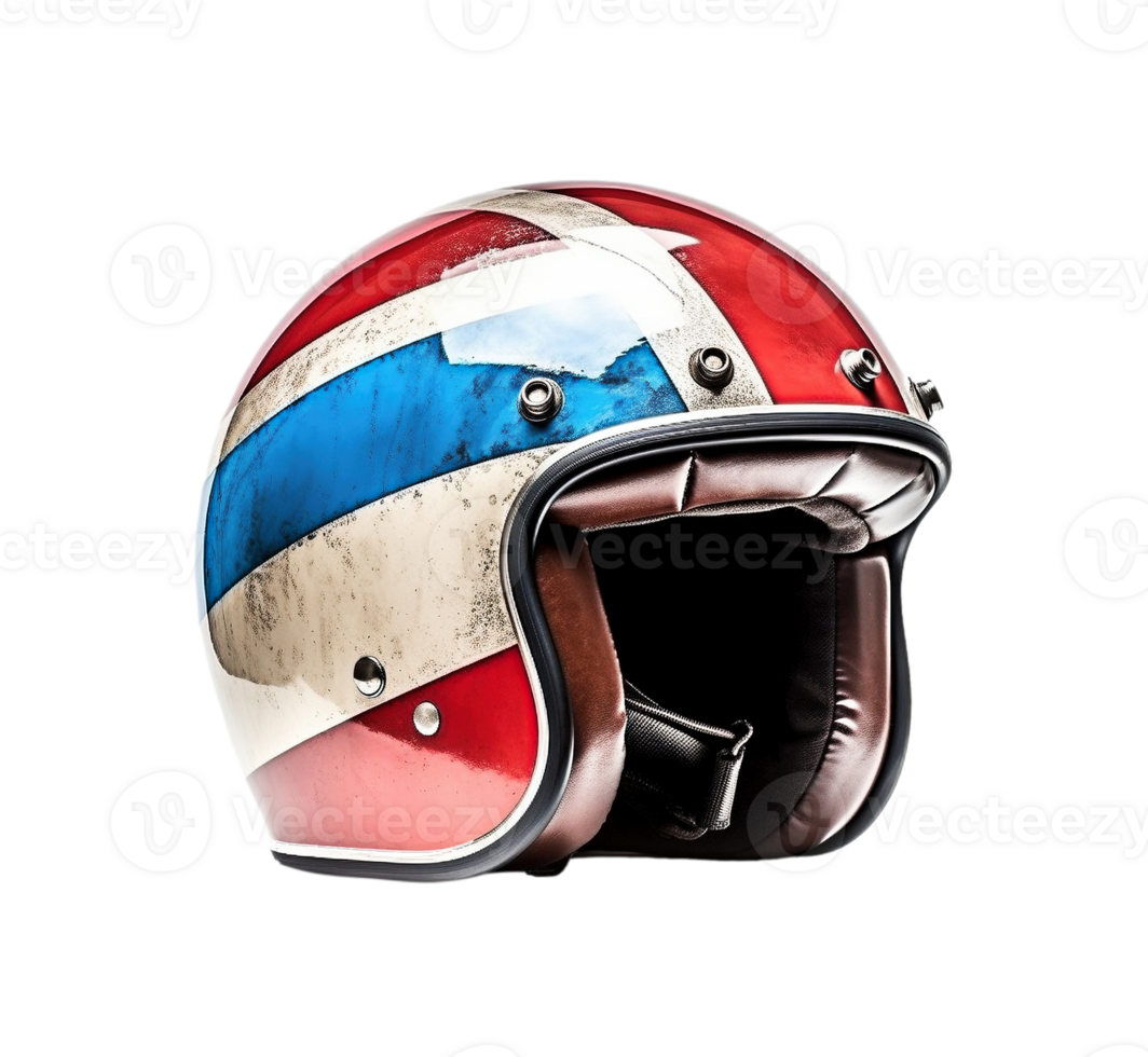Vintage bike helmet isolated on transparent background, created with png