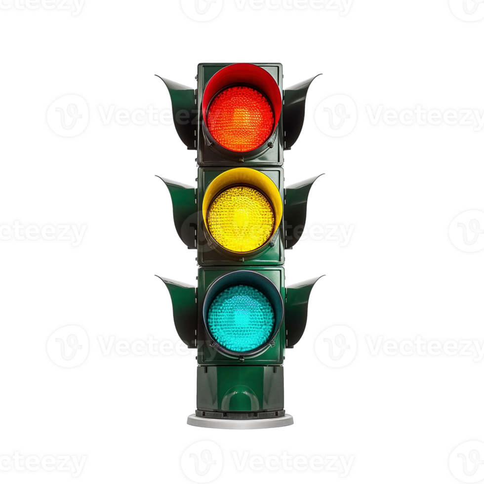 Front view at traffic lights isolated on transparent background, created with png