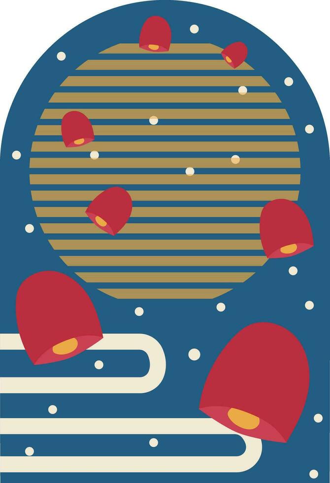 Lantern Happy Mid Autumn Festival Full Moon Illustration Graphic Element Card vector