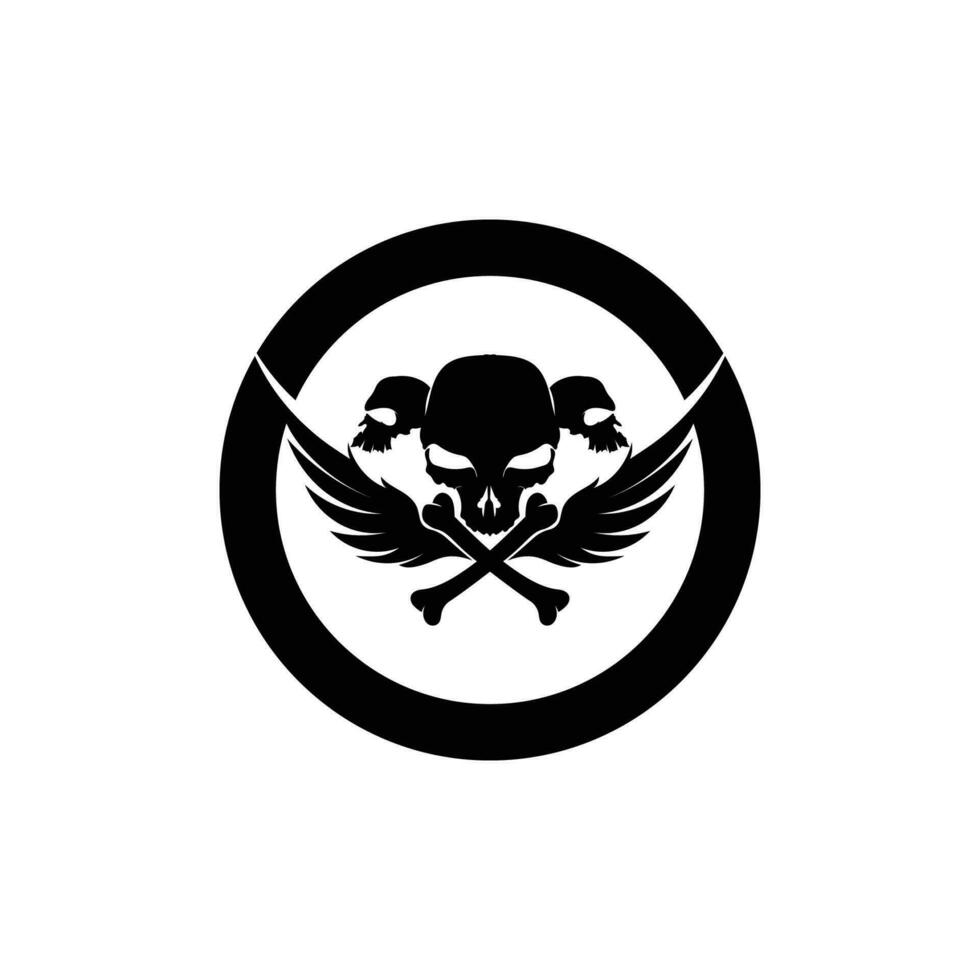 Crossbones death skull, danger or poison flat icon for apps and websites vector