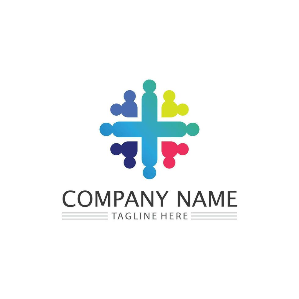 People logo, Team, Succes people work, Group and Community, Group Company and Business logo vector and design Care, Family icon Succes logo