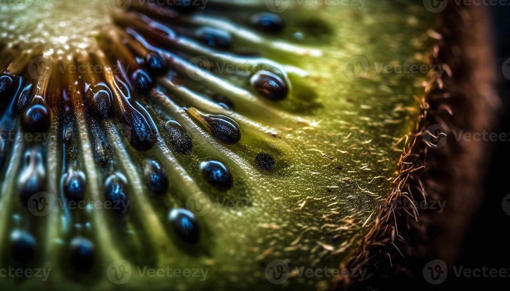 Fresh slice of ripe organic fruit, macro shot generated by AI photo