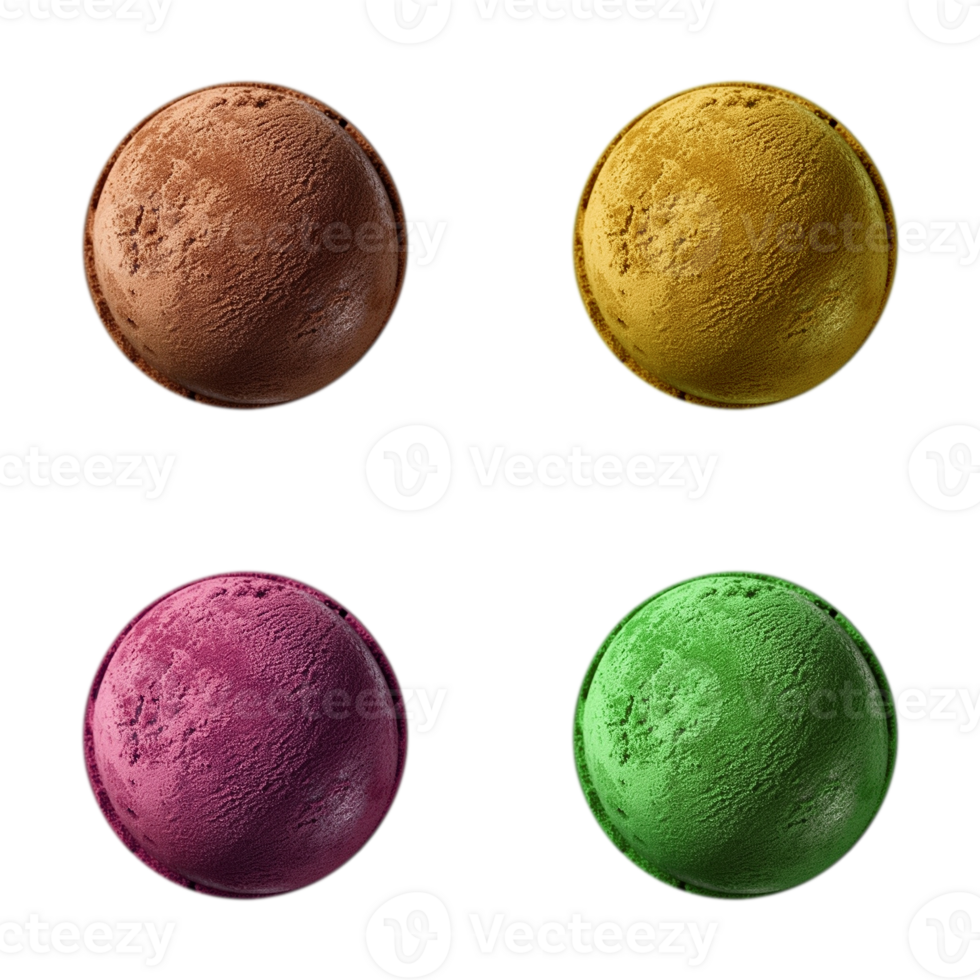 Ice cream balls isolated on transparent background, created with png