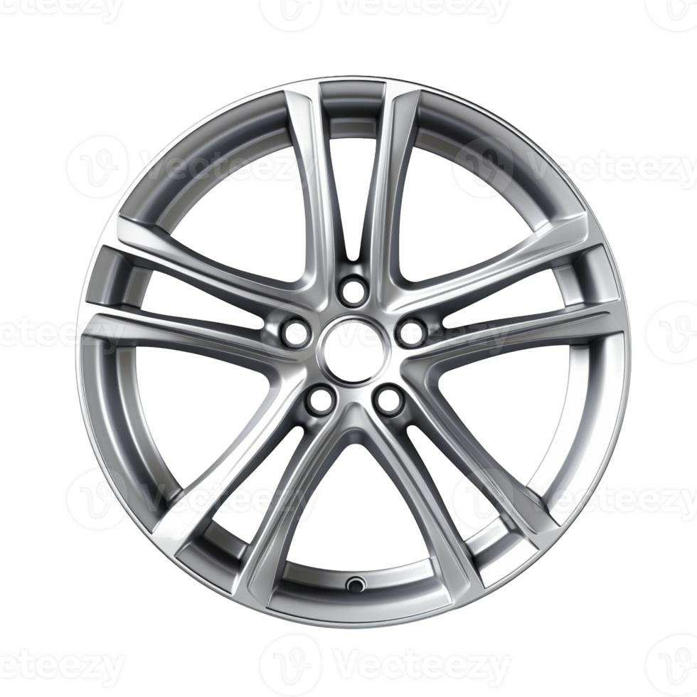 Modern shiny car rim isolated on transparent background, created with generative AI png