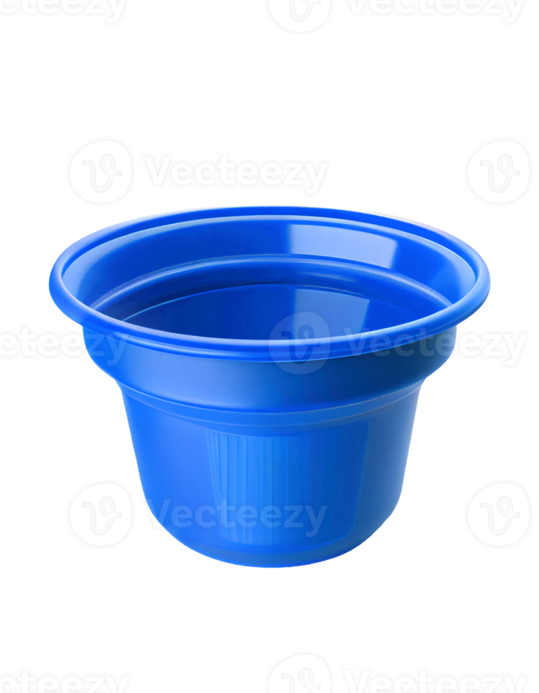 Blue empty plastic basin isolated on transparent background, created with png