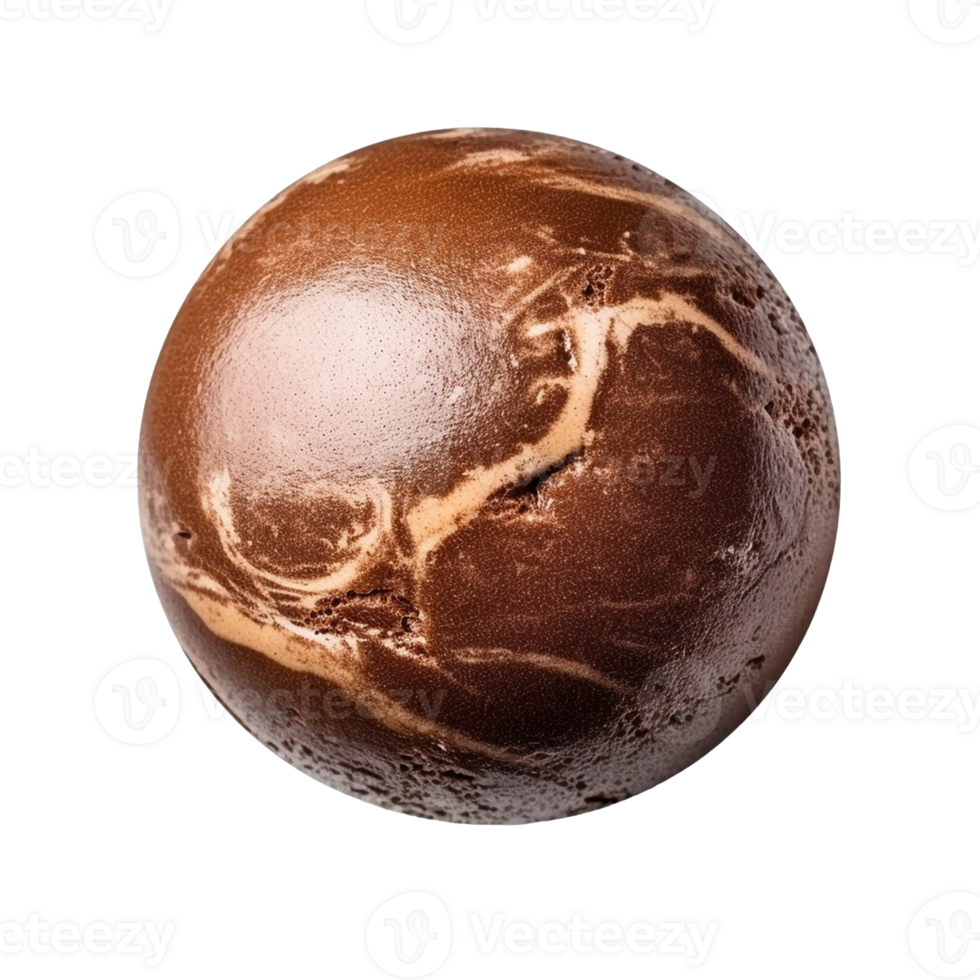 Chocolate ice cream ball isolated on transparent background, created with png