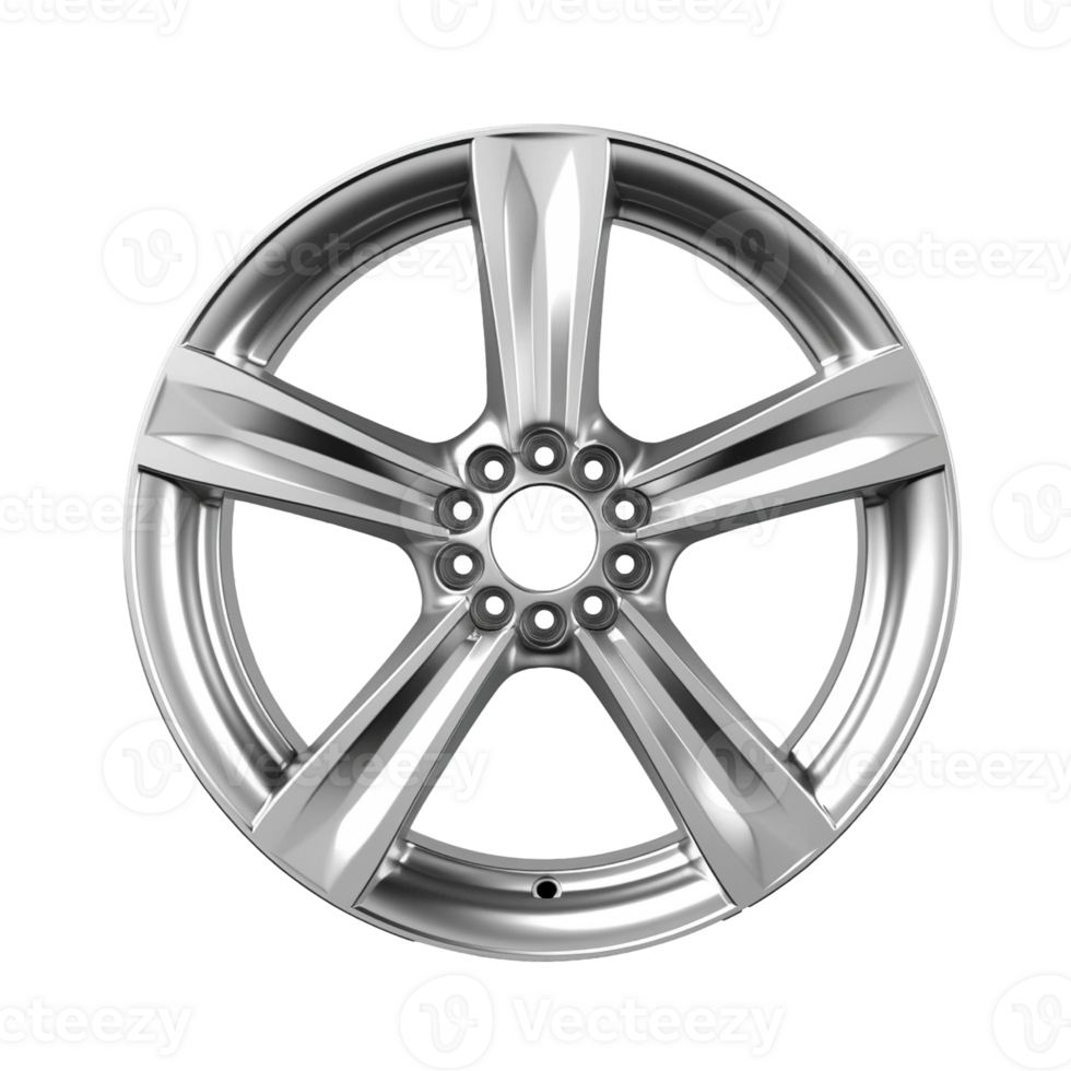 Modern shiny car rim isolated on transparent background, created with png