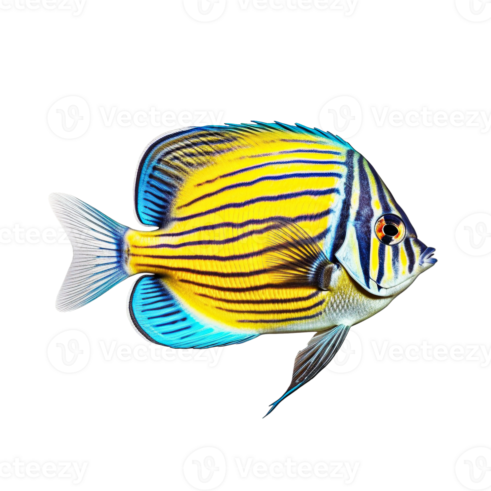 Tropical zebrasoma fish isolated on transparent background, created with generative AI png