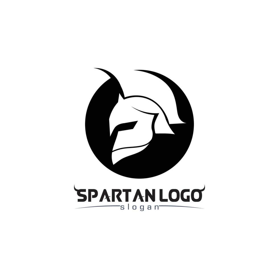 espartano logo negro gladiador y vector diseño casco y cabeza negro