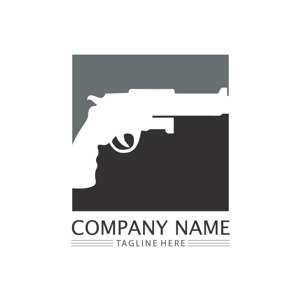 Gun logo and Army soldier sniper shot vector Design Illustration military shot revolver