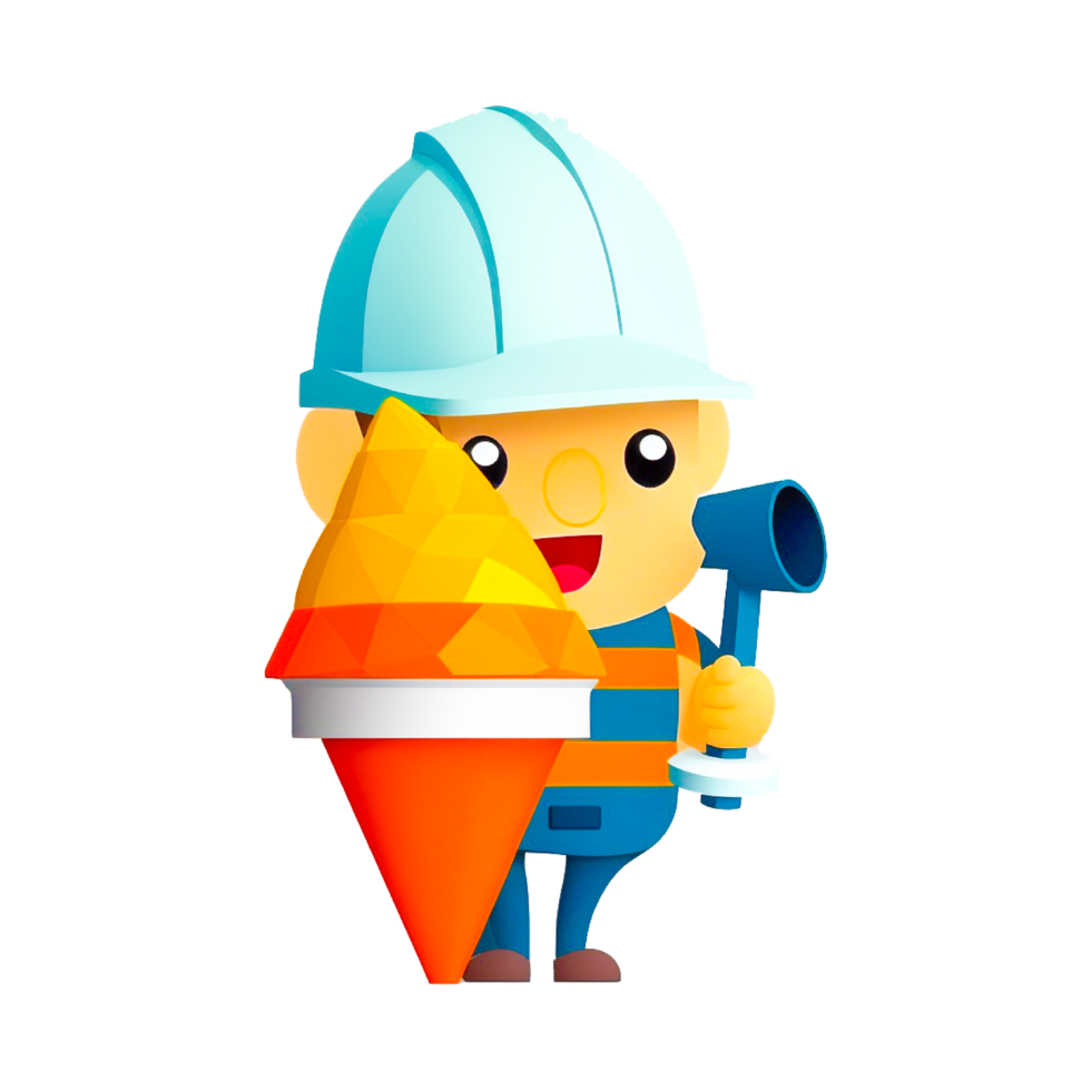 Friendly builder with helmet png