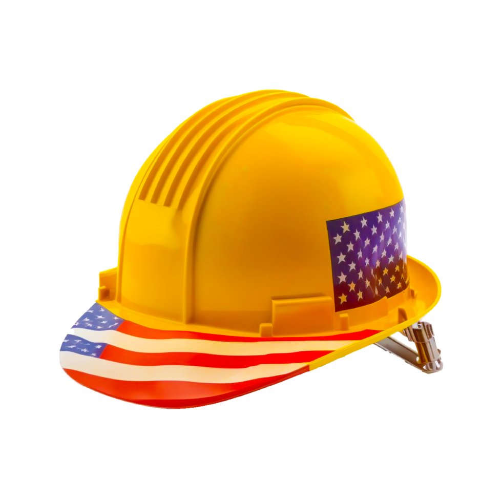 Britanique drapeau sur construction casque génératif ai png