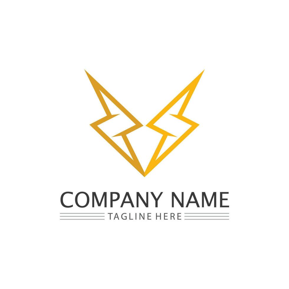 the power vector, flash ogo and thunderbolt and icon electricity illustration template design vector